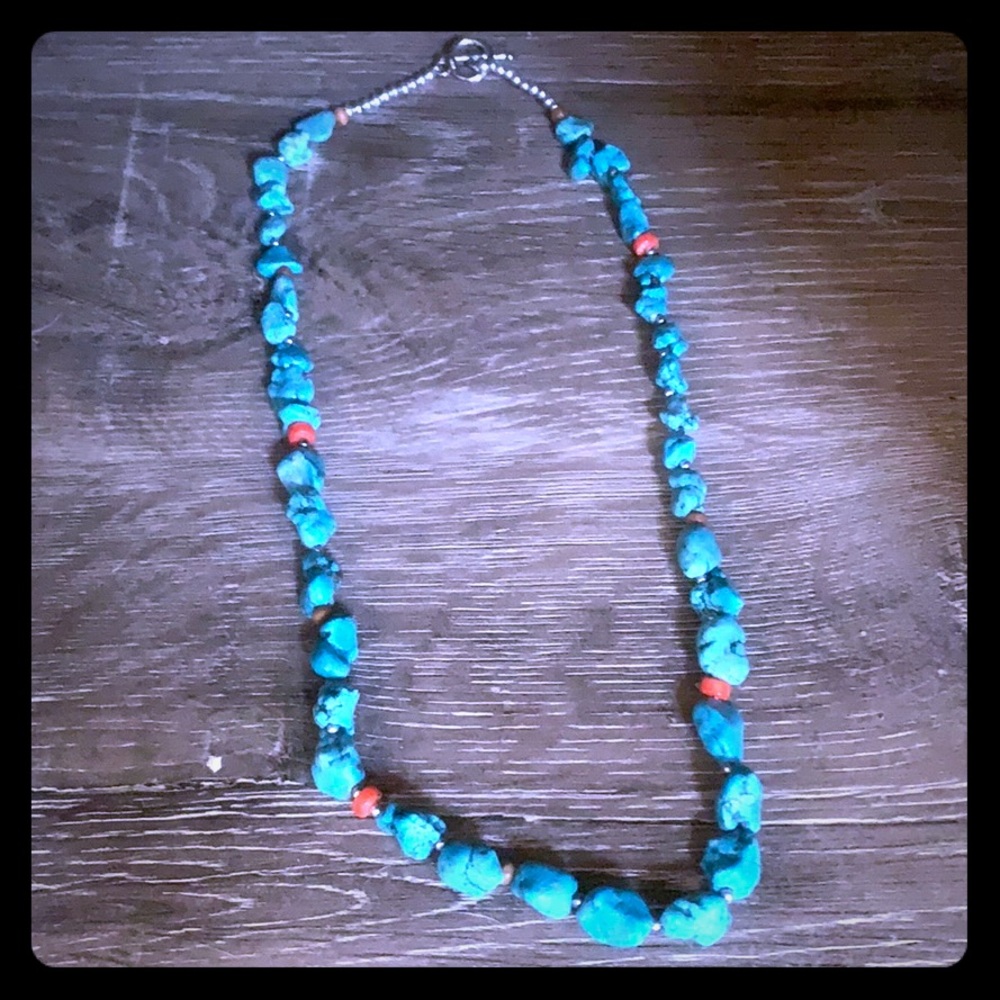 Turquoise : coral : shell : wood : Necklace
